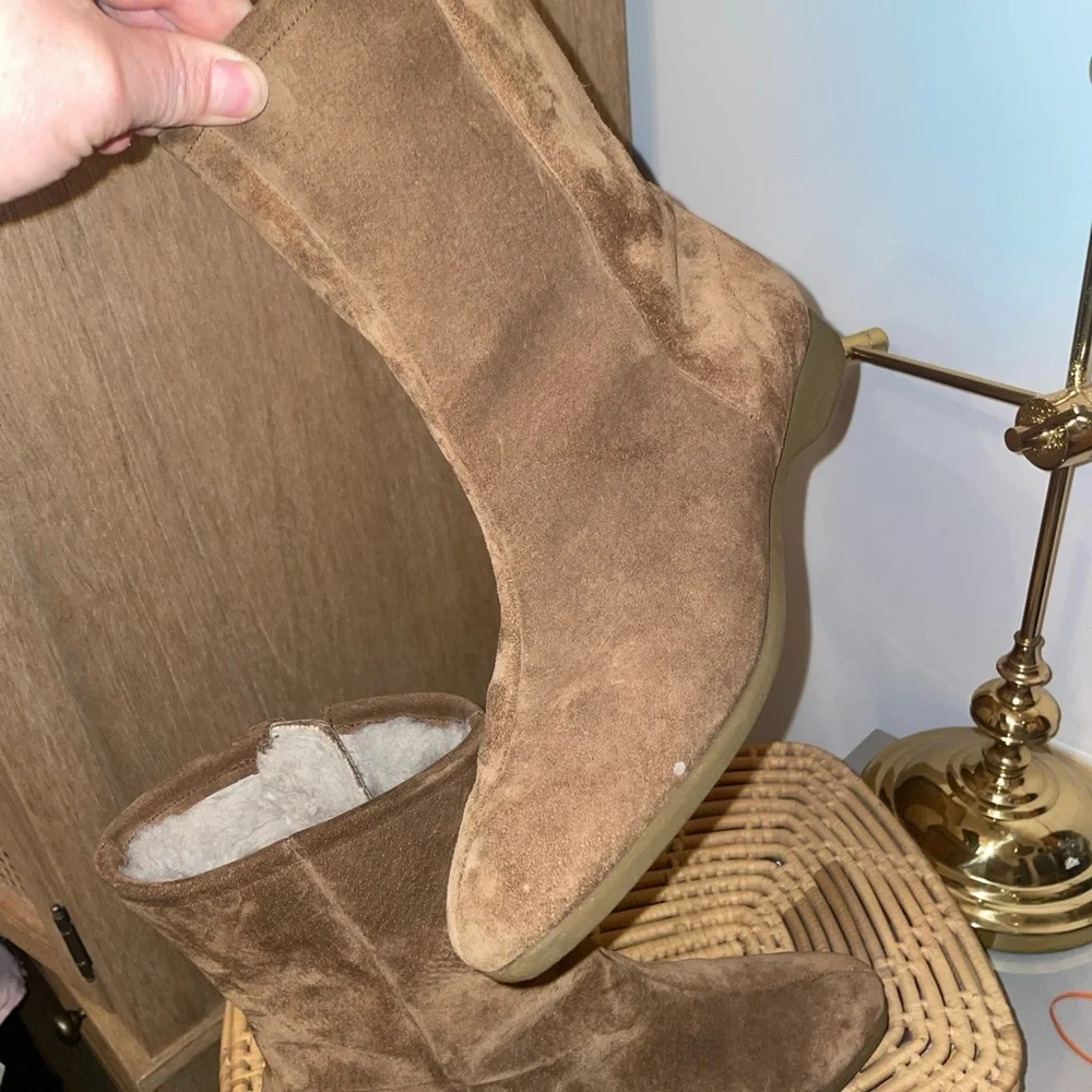 Hush Puppies Brushed Pigskin Boot with Faux Shearling Lining Sz 9/ 9.5